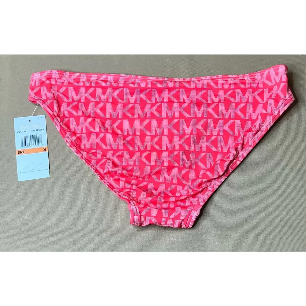 Michael Kors Sangria Logo Hipster Bikini Bottom XS NWT
